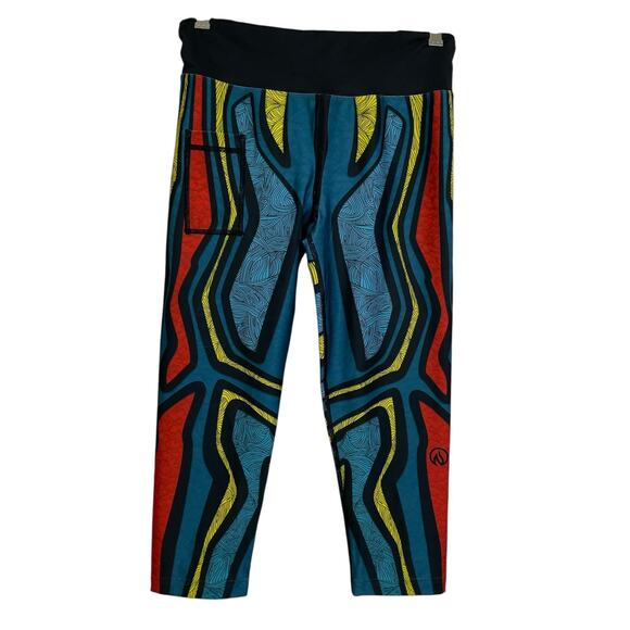 INKnBurn Womens Cropped Tights Size 6 Turtle Multi Run Jog Train Art Gym Workout - Picture 1 of 8